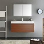 Fresca Mezzo 48" Teak Wall Hung Modern Bathroom Vanity w/ Medicine Cabinet