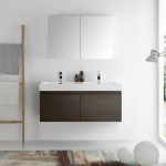 Mezzo 48 Gray Wall Hung Double Sink Modern Bathroom Vanity w/ Medicine Cabinet