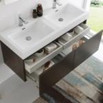 Mezzo 48 Gray Wall Hung Double Sink Modern Bathroom Vanity w/ Medicine Cabinet