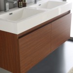 Mezzo 48" Teak Wall Hung Double Sink Modern Bathroom Vanity w/ Medicine Cabinet