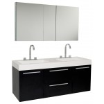 Fresca Opulento 54" Black Modern Double Sink Bathroom Vanity w/ Medicine Cabinet