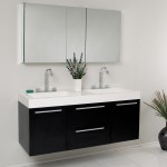 Fresca Opulento 54" Black Modern Double Sink Bathroom Vanity w/ Medicine Cabinet