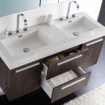 Opulento 54" Gray Oak Modern Double Sink Bathroom Vanity w/ Medicine Cabinet