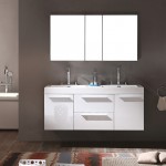 Fresca Opulento 54" White Modern Double Sink Bathroom Vanity w/ Medicine Cabinet