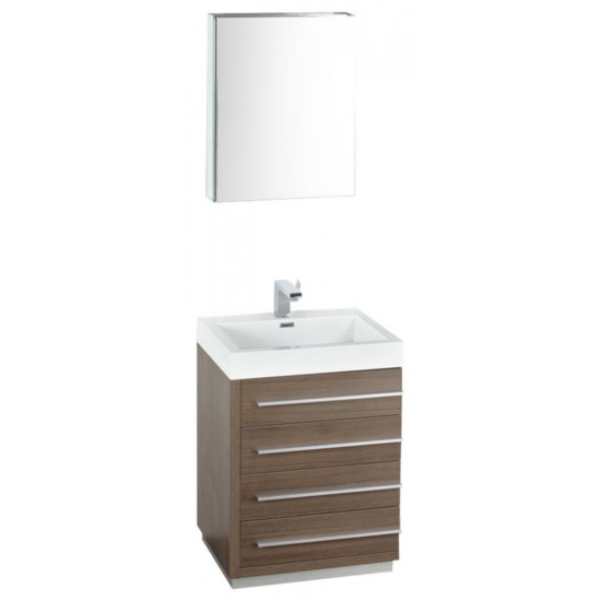 Fresca Livello 24" Gray Oak Modern Bathroom Vanity w/ Medicine Cabinet