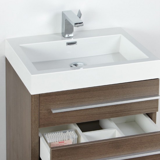 Fresca Livello 24" Gray Oak Modern Bathroom Vanity w/ Medicine Cabinet