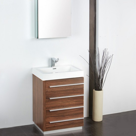 Fresca Livello 24" Walnut Modern Bathroom Vanity w/ Medicine Cabinet