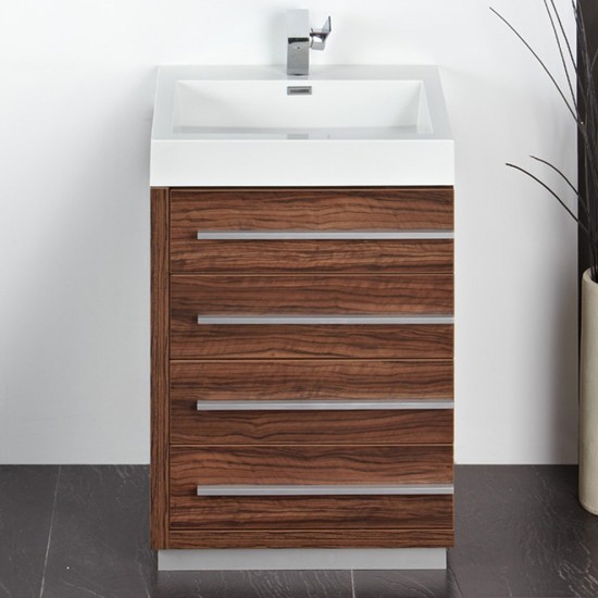 Fresca Livello 24" Walnut Modern Bathroom Vanity w/ Medicine Cabinet