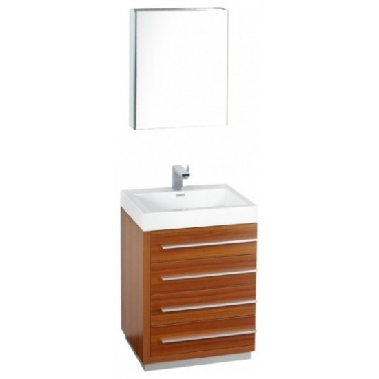 Fresca Livello 24" Teak Modern Bathroom Vanity w/ Medicine Cabinet