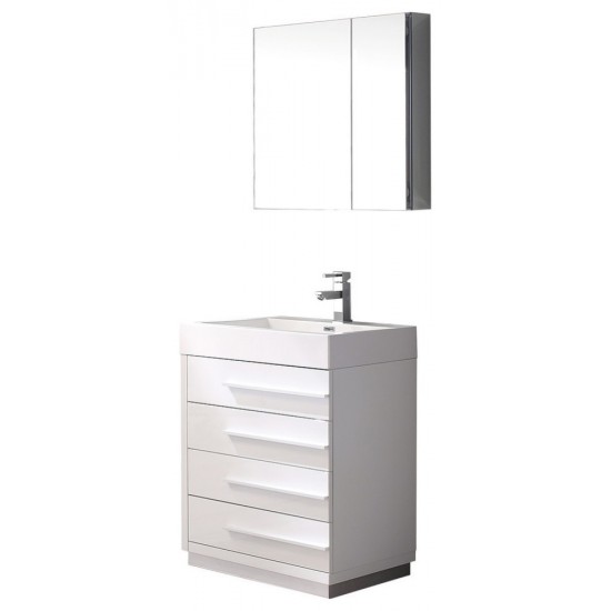 Fresca Livello 24" White Modern Bathroom Vanity w/ Medicine Cabinet