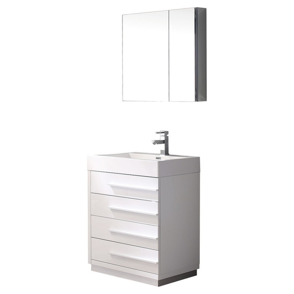 Fresca Livello 24" White Modern Bathroom Vanity w/ Medicine Cabinet