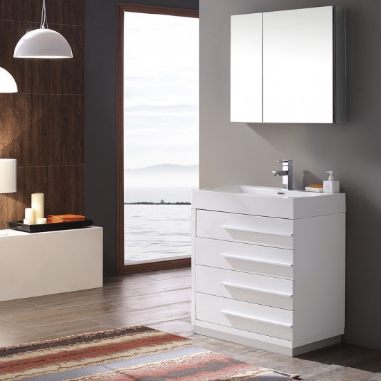 Fresca Livello 24" White Modern Bathroom Vanity w/ Medicine Cabinet