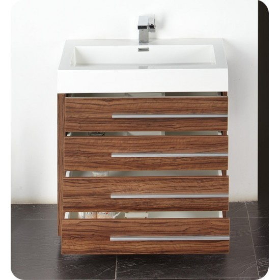 Fresca Livello 30" Walnut Modern Bathroom Vanity w/ Medicine Cabinet