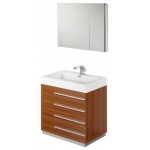 Fresca Livello 30" Teak Modern Bathroom Vanity w/ Medicine Cabinet