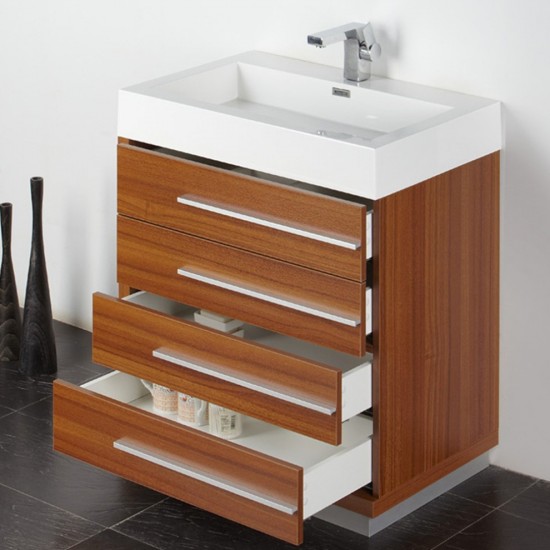 Fresca Livello 30" Teak Modern Bathroom Vanity w/ Medicine Cabinet