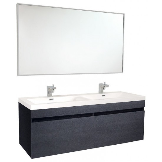 Fresca Largo 57" Black Modern Bathroom Vanity w/ Wavy Double Sinks