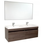 Fresca Largo 57" Gray Oak Modern Bathroom Vanity w/ Wavy Double Sinks