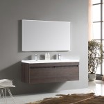 Fresca Largo 57" Gray Oak Modern Bathroom Vanity w/ Wavy Double Sinks