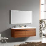 Fresca Largo 57" Teak Modern Bathroom Vanity w/ Wavy Double Sinks