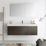 Mezzo 60 Gray Wall Hung Single Sink Modern Bathroom Vanity w/ Medicine Cabinet