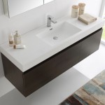 Mezzo 60 Gray Wall Hung Single Sink Modern Bathroom Vanity w/ Medicine Cabinet