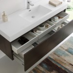 Mezzo 60 Gray Wall Hung Single Sink Modern Bathroom Vanity w/ Medicine Cabinet