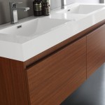 Mezzo 60" Teak Wall Hung Double Sink Modern Bathroom Vanity w/ Medicine Cabinet