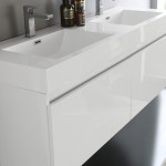 Mezzo 60" White Wall Hung Double Sink Modern Bathroom Vanity w/ Medicine Cabinet