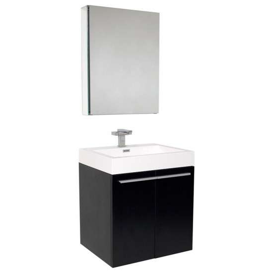 Fresca Alto 23" Black Modern Bathroom Vanity w/ Medicine Cabinet