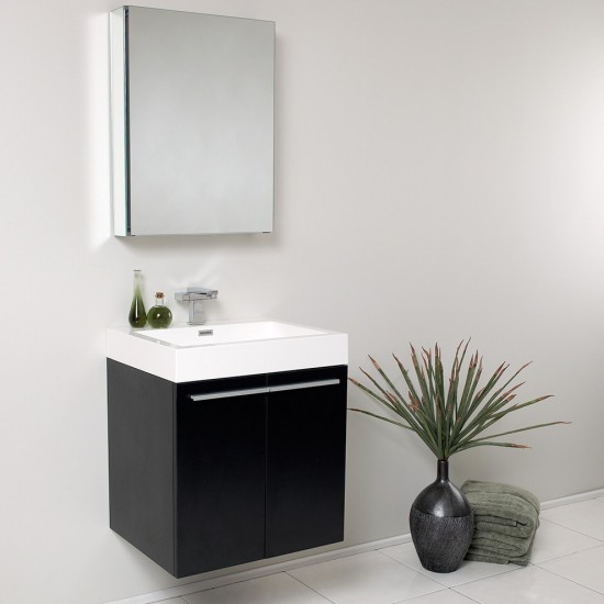 Fresca Alto 23" Black Modern Bathroom Vanity w/ Medicine Cabinet