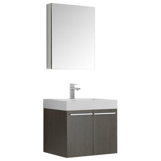 Fresca Alto 23" Gray Oak Wall Hung Modern Bathroom Vanity w/ Medicine Cabinet