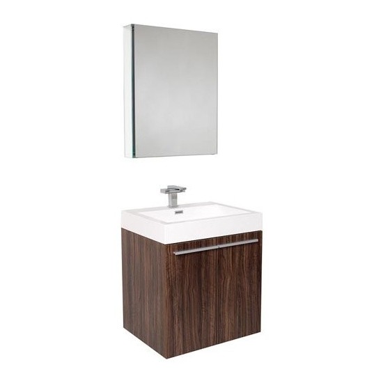 Fresca Alto 23" Walnut Modern Bathroom Vanity w/ Medicine Cabinet