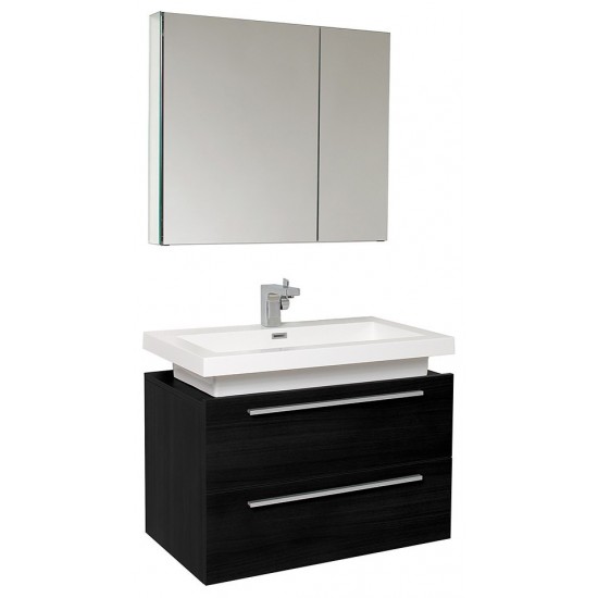 Fresca Medio 32" Black Modern Bathroom Vanity w/ Medicine Cabinet