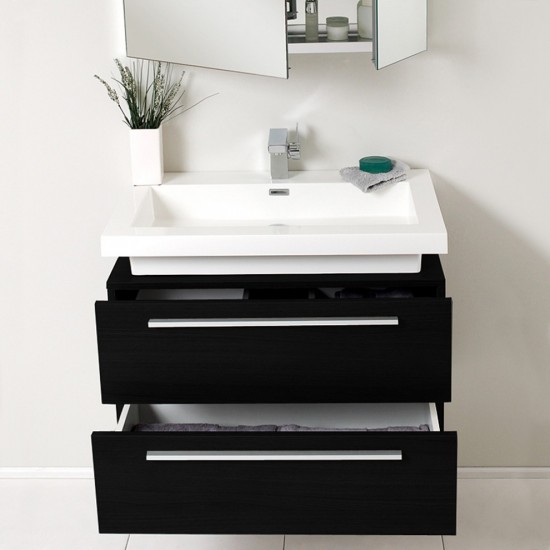 Fresca Medio 32" Black Modern Bathroom Vanity w/ Medicine Cabinet