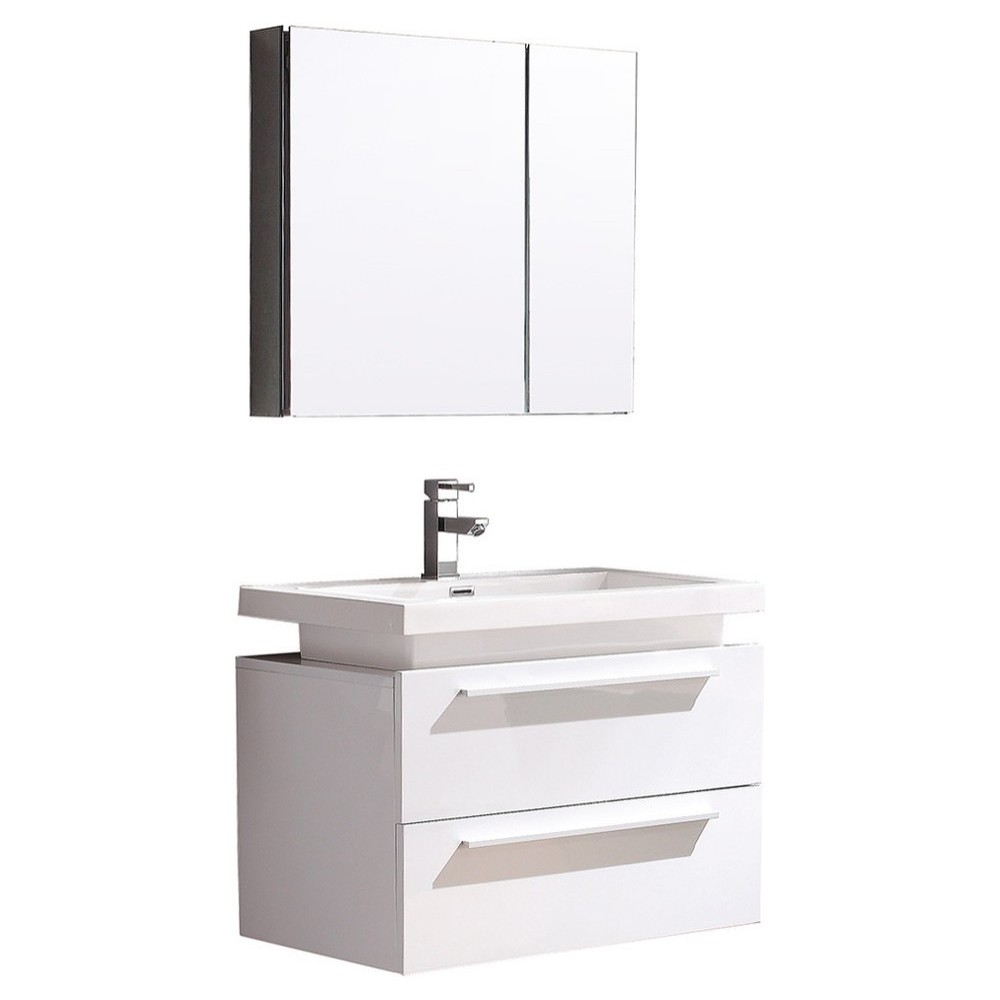 Fresca Medio 32" White Modern Bathroom Vanity w/ Medicine Cabinet