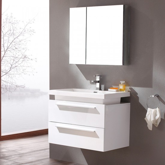 Fresca Medio 32" White Modern Bathroom Vanity w/ Medicine Cabinet