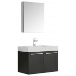 Fresca Vista 30" Black Wall Hung Modern Bathroom Vanity w/ Medicine Cabinet