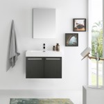 Fresca Vista 30" Black Wall Hung Modern Bathroom Vanity w/ Medicine Cabinet