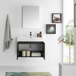 Fresca Vista 30" Black Wall Hung Modern Bathroom Vanity w/ Medicine Cabinet