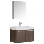 Fresca Vista 30" Walnut Wall Hung Modern Bathroom Vanity w/ Medicine Cabinet