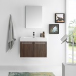 Fresca Vista 30" Walnut Wall Hung Modern Bathroom Vanity w/ Medicine Cabinet