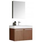 Fresca Vista 30" Teak Wall Hung Modern Bathroom Vanity w/ Medicine Cabinet