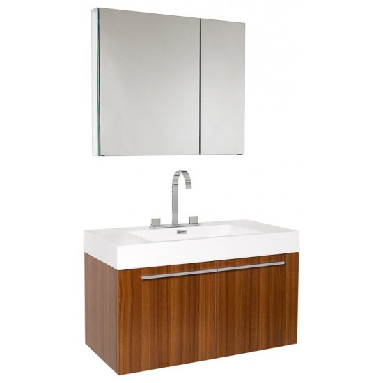 Fresca Vista 36" Teak Modern Bathroom Vanity w/ Medicine Cabinet