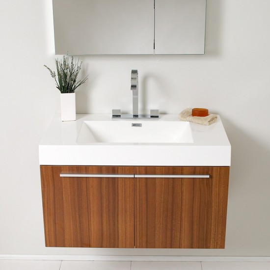 Fresca Vista 36" Teak Modern Bathroom Vanity w/ Medicine Cabinet