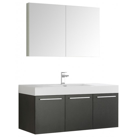 Fresca Vista 48" Black Wall Hung Modern Bathroom Vanity w/ Medicine Cabinet