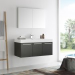 Fresca Vista 48" Black Wall Hung Modern Bathroom Vanity w/ Medicine Cabinet