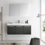 Fresca Vista 48" Black Wall Hung Modern Bathroom Vanity w/ Medicine Cabinet