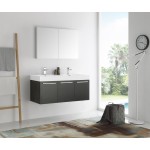 Vista 48" Black Wall Hung Double Sink Modern Bathroom Vanity w/ Medicine Cabinet