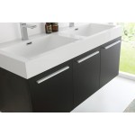 Vista 48" Black Wall Hung Double Sink Modern Bathroom Vanity w/ Medicine Cabinet