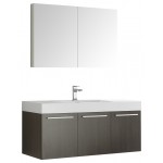 Fresca Vista 48" Gray Oak Wall Hung Modern Bathroom Vanity w/ Medicine Cabinet